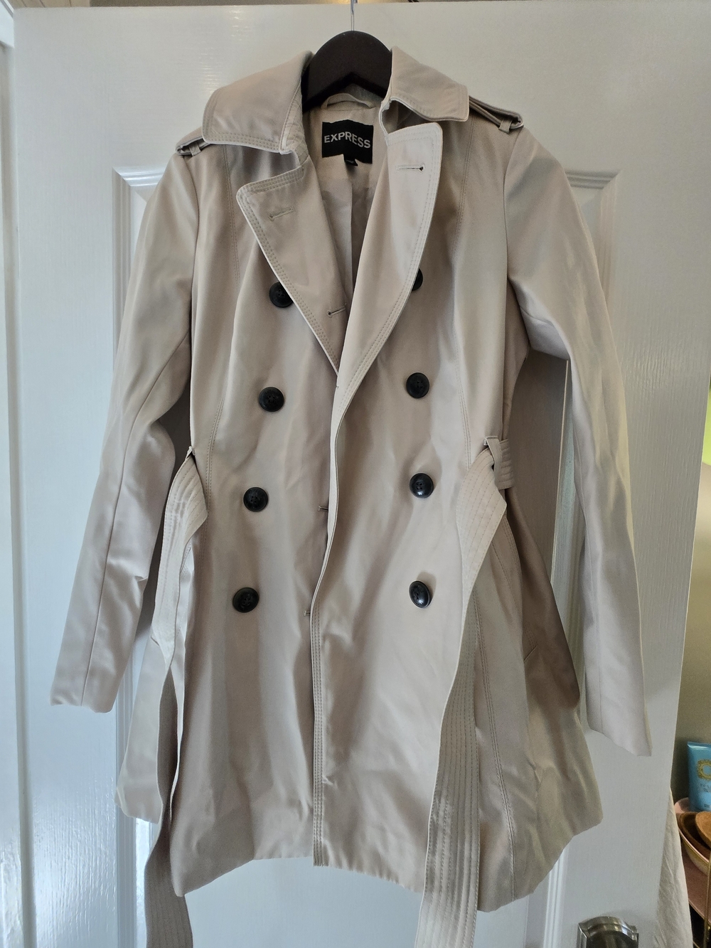 Express Double-Breasted Trench Coat in Light Beige